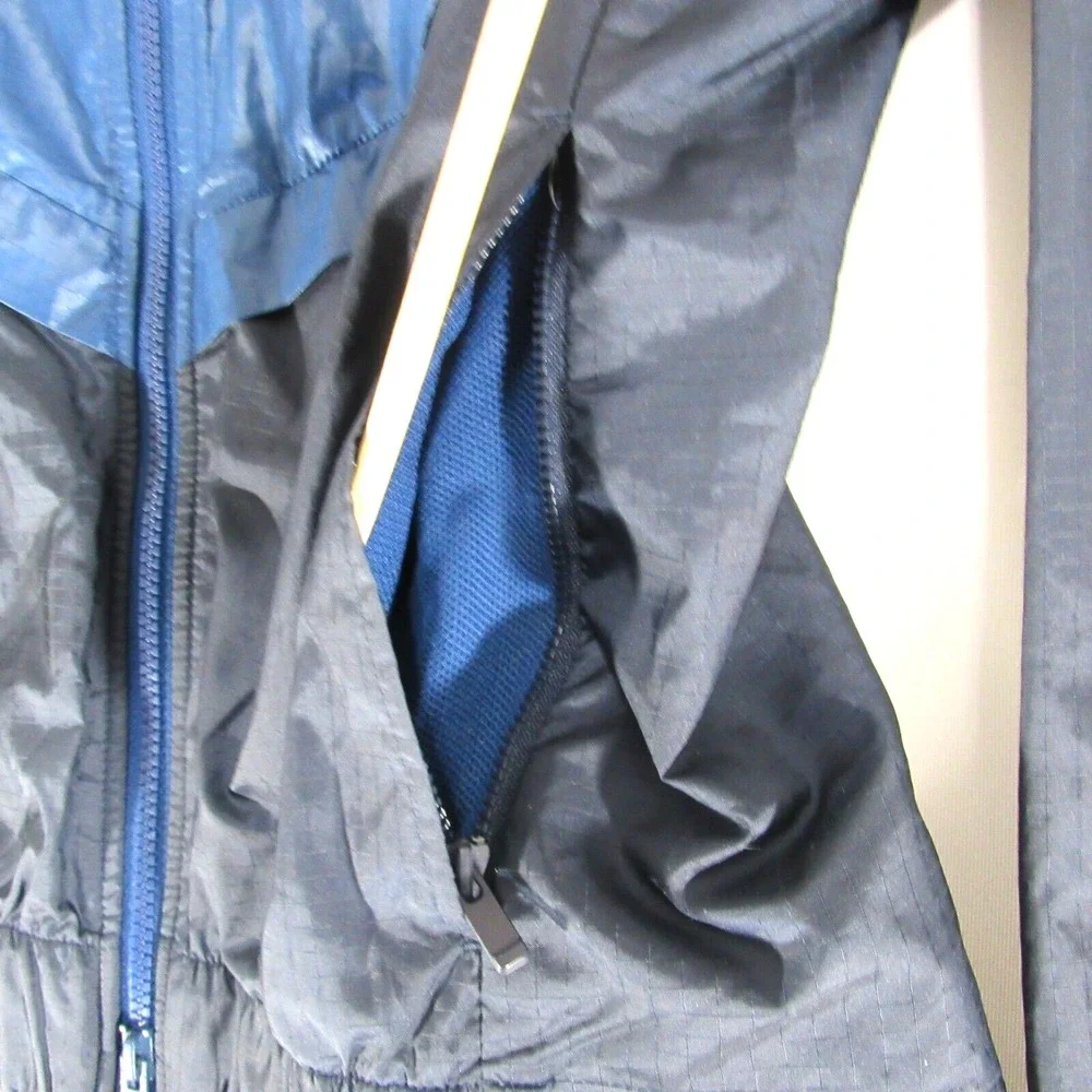 Nike Jacket Womens Small Blue Windrunner Hooded Full Zip Vented Spell Out Swoosh